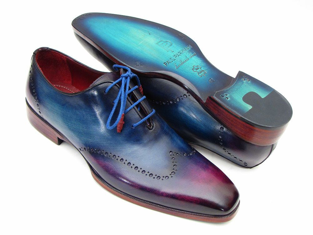 Paul Parkman Blue & Purple Wingtip Oxfords (ID