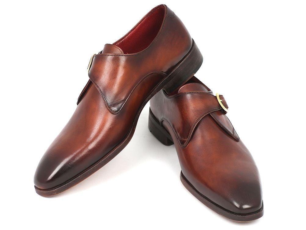 Paul Parkman Monkstrap Dress Shoes Brown & Camel (ID