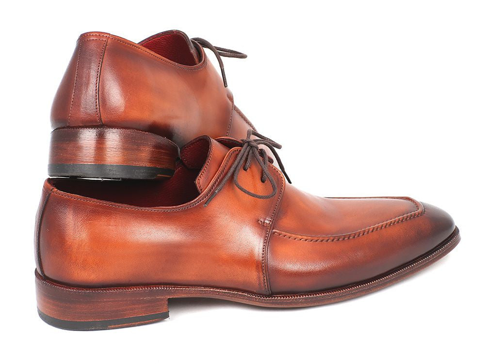 Paul Parkman Brown Leather Apron Derby Shoes For Men (ID