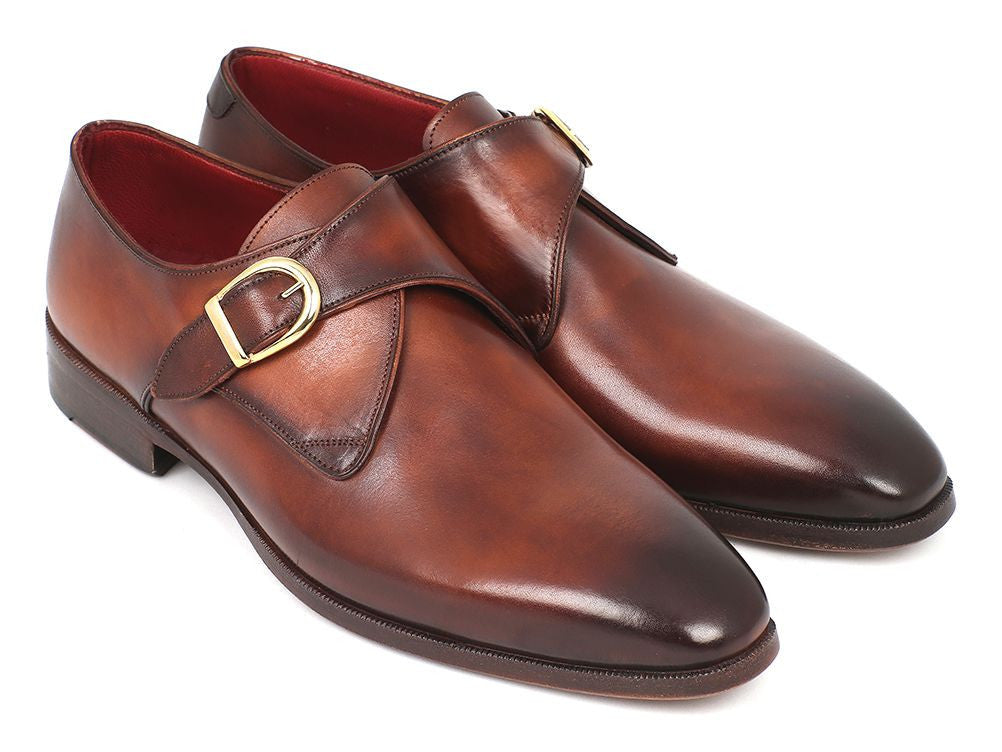 Paul Parkman Monkstrap Dress Shoes Brown & Camel (ID