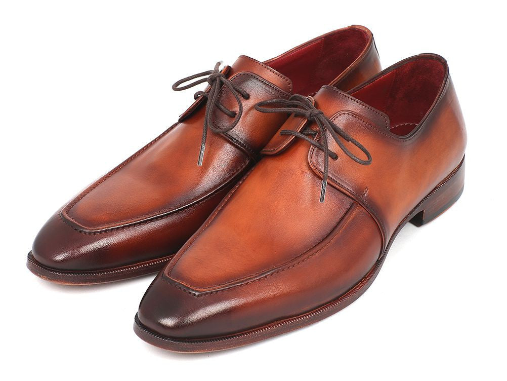 Paul Parkman Brown Leather Apron Derby Shoes For Men (ID