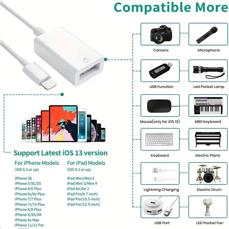 Apple OTG Adapter for Mobile Devices and USB Accessories
