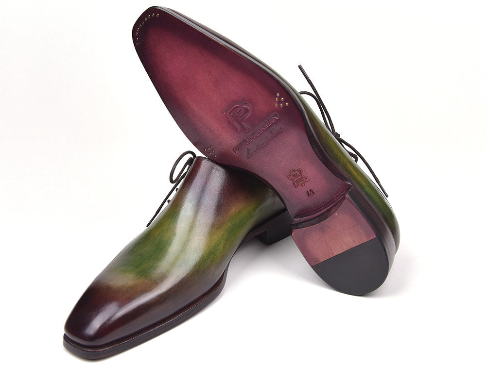 Paul Parkman Side Lace Oxfords Green & Bordeaux (ID