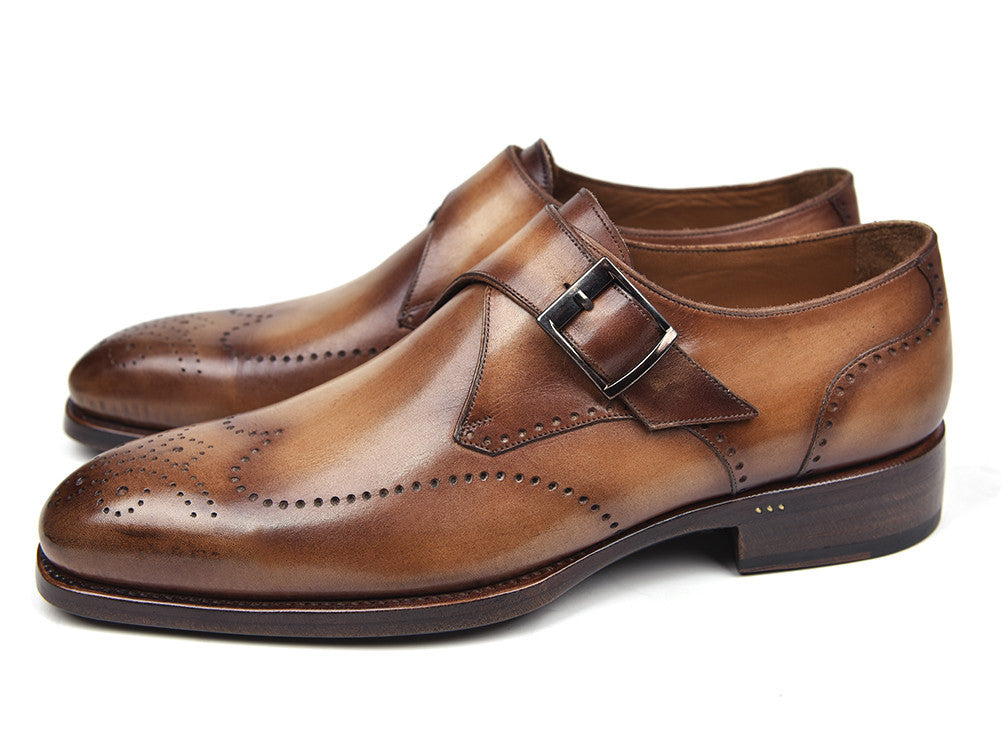 Paul Parkman Wingtip Single Monkstraps Brown & Camel (ID