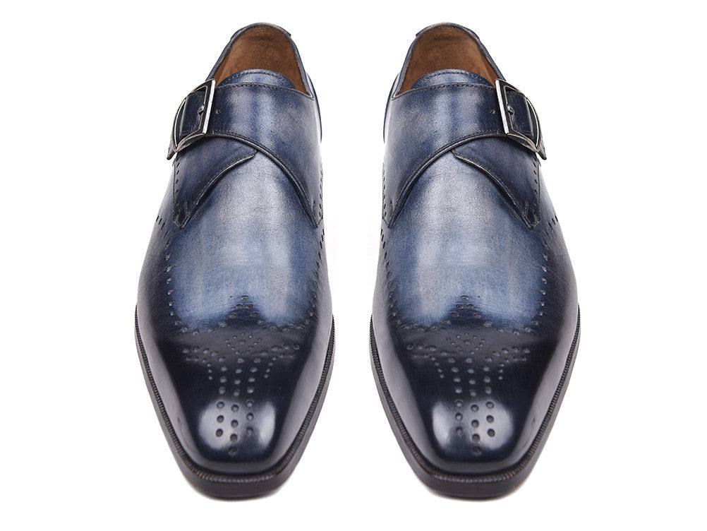 Paul Parkman Wingtip Single Monkstraps Navy (ID