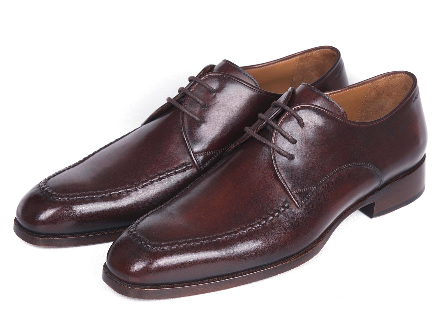 Paul Parkman Brown & Bordeaux Leather Apron Derby Shoes (ID
