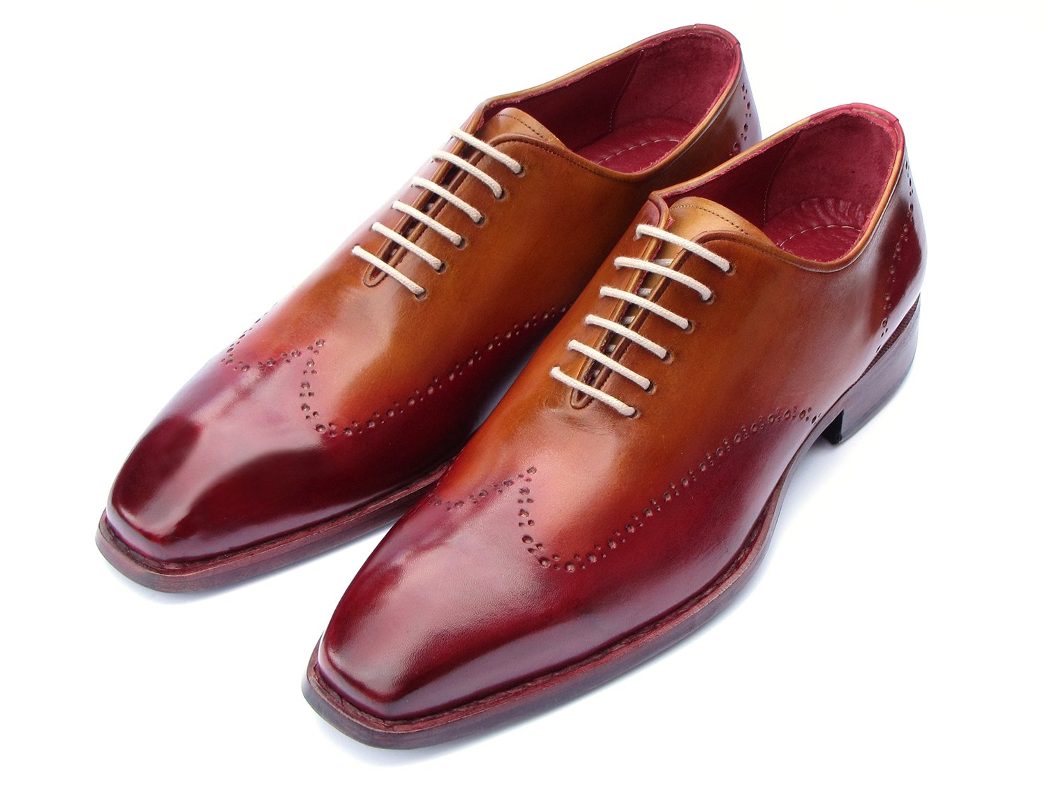 Paul Parkman Goodyear Welted Wingtip Oxfords Bordeaux & Camel (ID