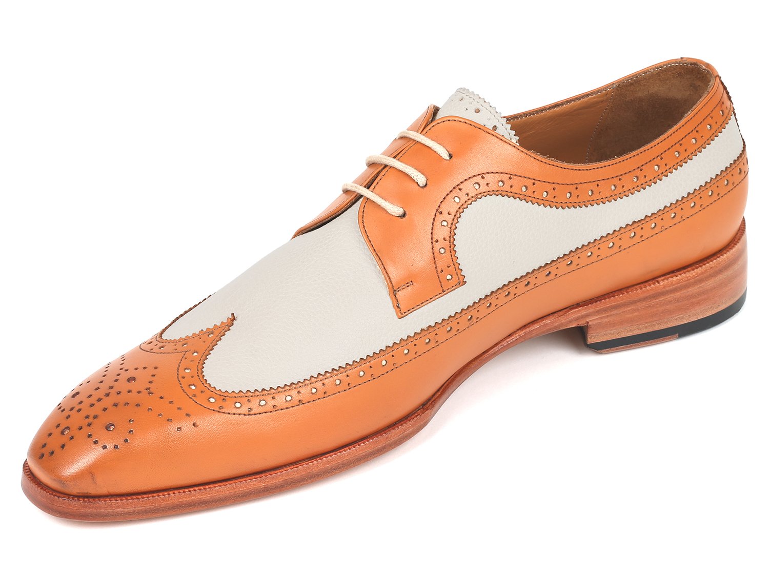 Paul Parkman Dual Tone Wingtip Derby Shoes Cognac & Cream (ID