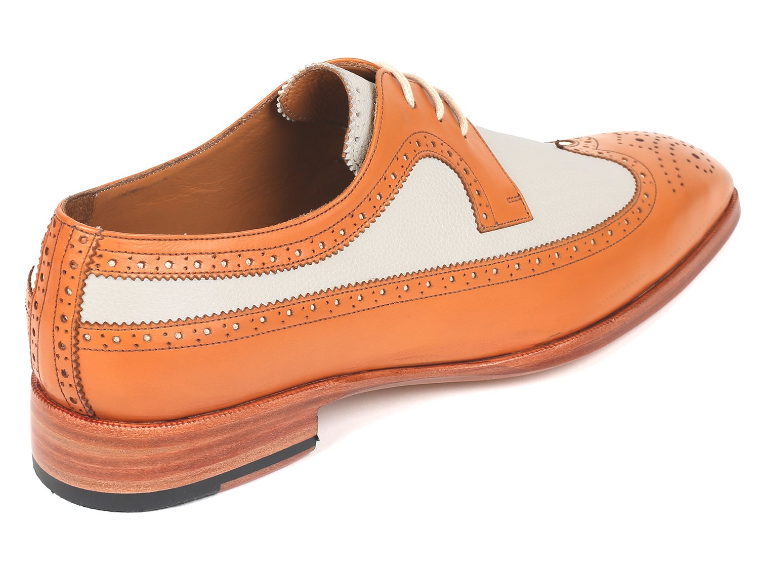 Paul Parkman Dual Tone Wingtip Derby Shoes Cognac & Cream (ID