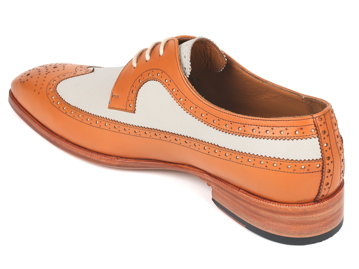 Paul Parkman Dual Tone Wingtip Derby Shoes Cognac & Cream (ID