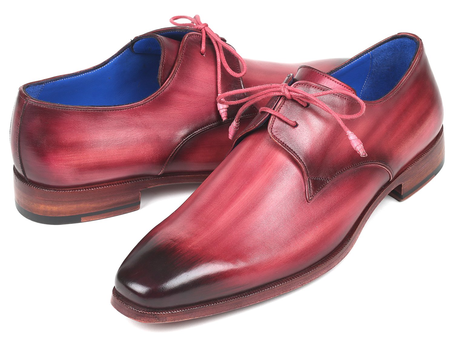 Paul Parkman Pink & Purple Hand-Painted Derby Shoes (ID