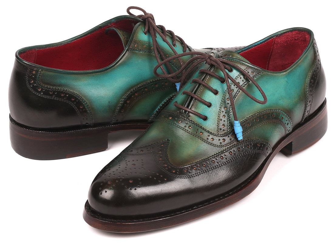 Paul Parkman Brown & Green Wingtip Oxfords Goodyear Welted (ID