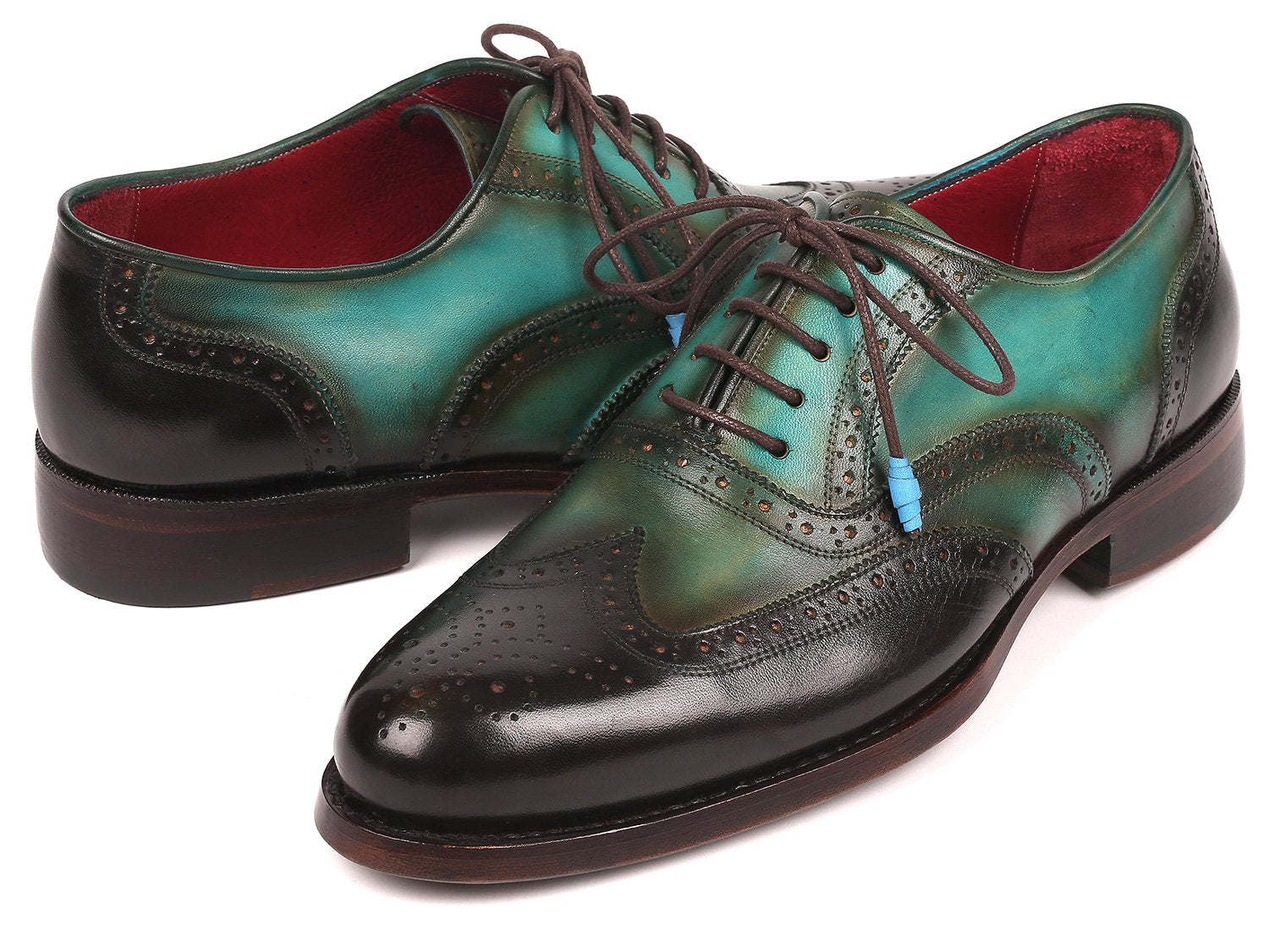 Paul Parkman Brown & Green Wingtip Oxfords Goodyear Welted (ID