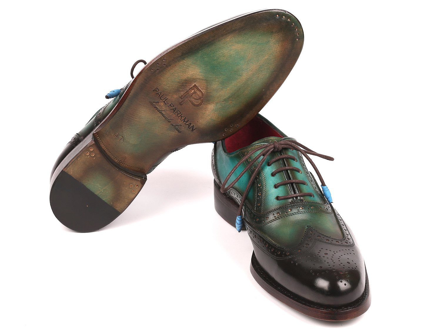Paul Parkman Brown & Green Wingtip Oxfords Goodyear Welted (ID