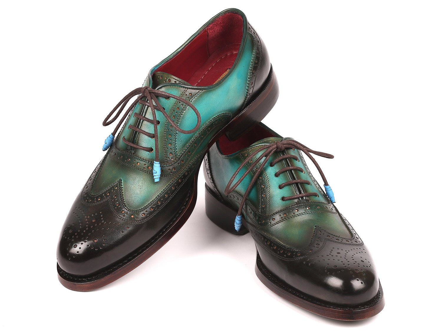 Paul Parkman Brown & Green Wingtip Oxfords Goodyear Welted (ID
