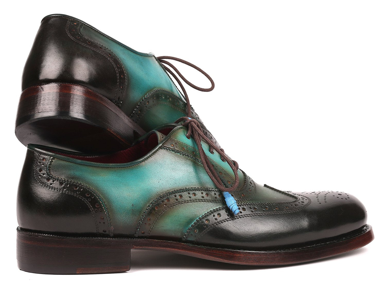 Paul Parkman Brown & Green Wingtip Oxfords Goodyear Welted (ID