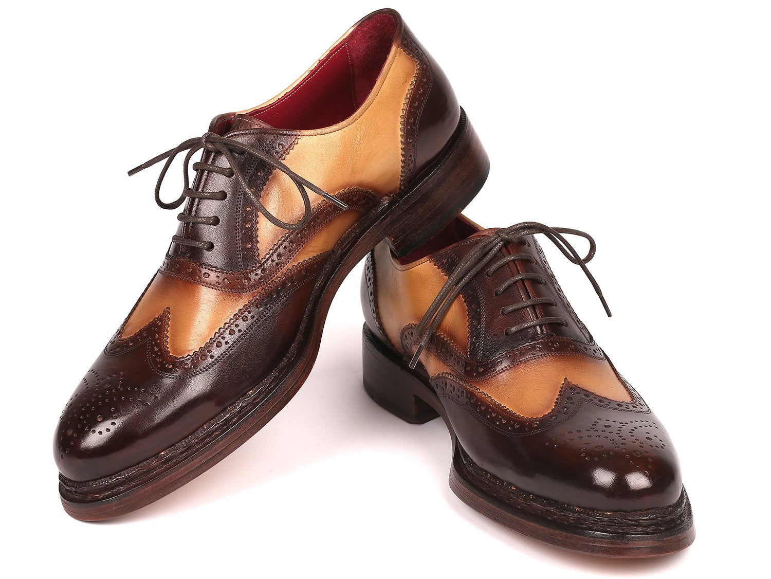 Paul Parkman Wingtip Oxfords Goodyear Welted Brown & Beige (ID