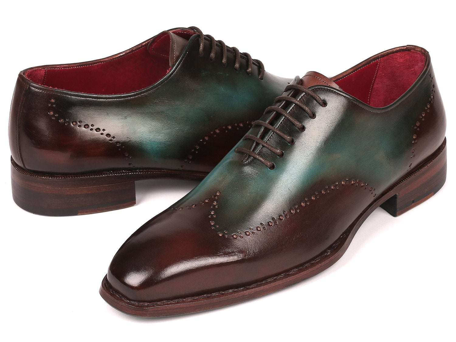 Paul Parkman Goodyear Welted Wingtip Oxfords Brown & Turquoise (ID
