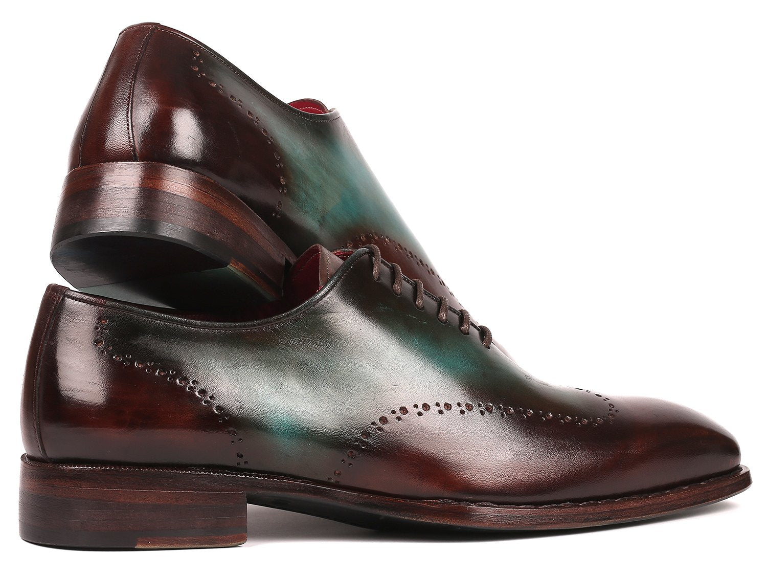 Paul Parkman Goodyear Welted Wingtip Oxfords Brown & Turquoise (ID