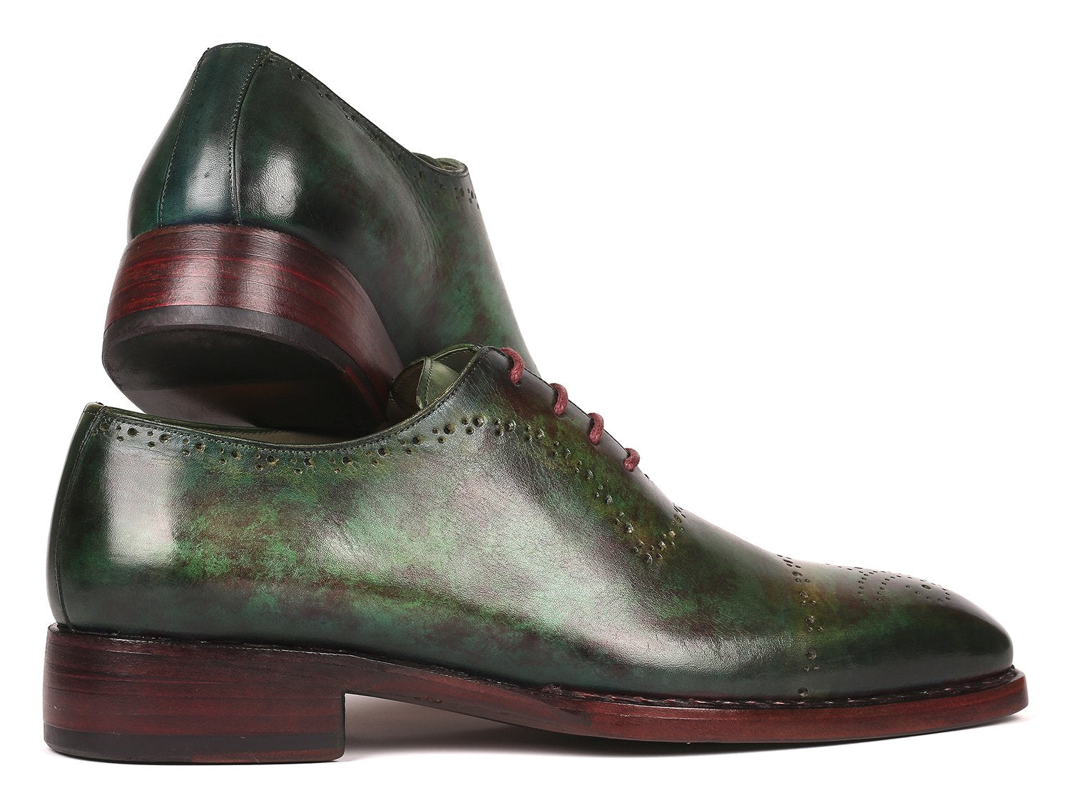 Paul Parkman Green Marble Patina Goodyear Welted Oxfords (ID