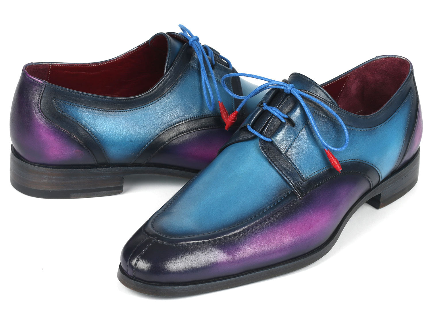 Paul Parkman Ghillie Lacing Blue & Purple Dress Shoes (ID