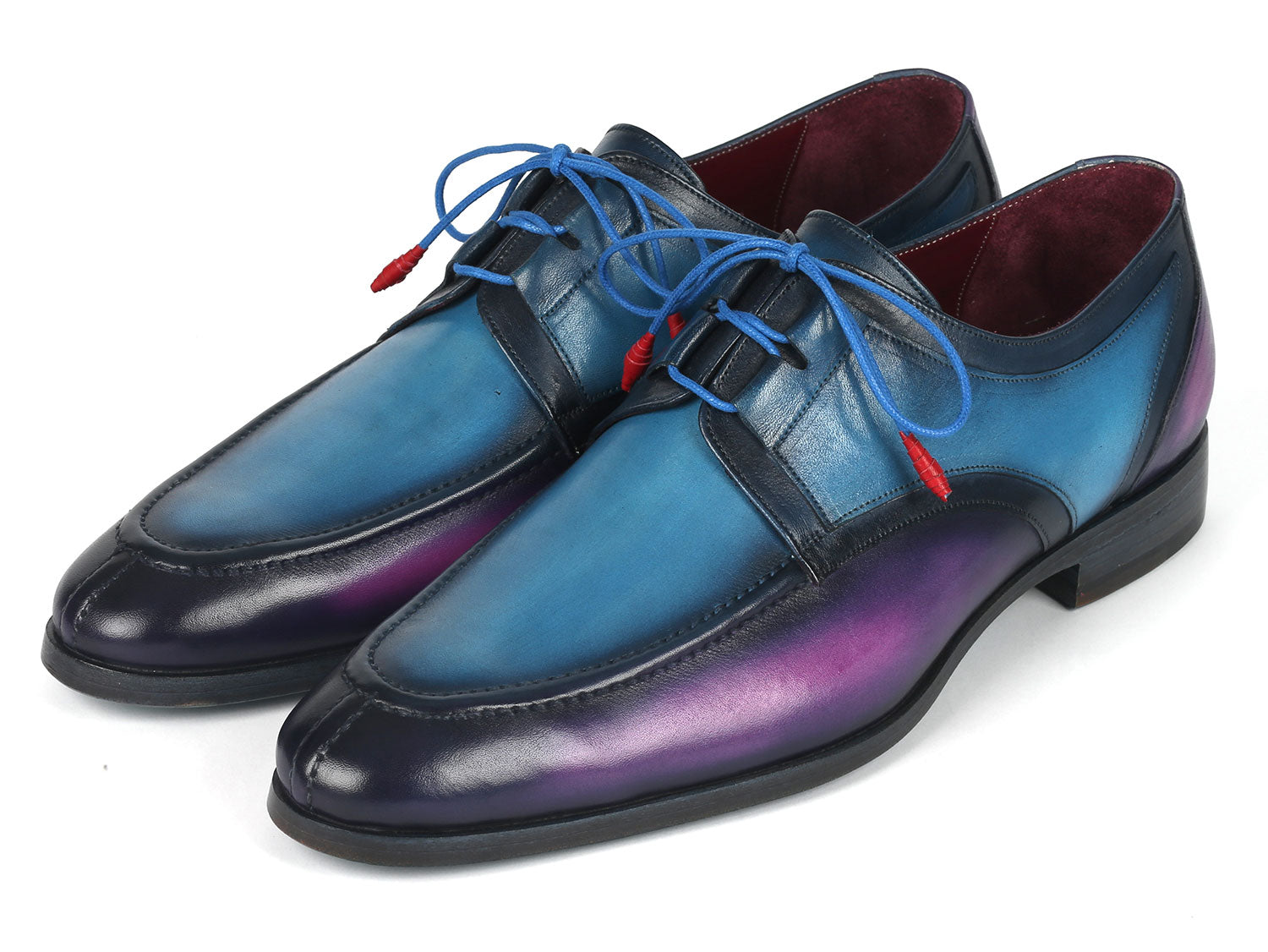 Paul Parkman Ghillie Lacing Blue & Purple Dress Shoes (ID