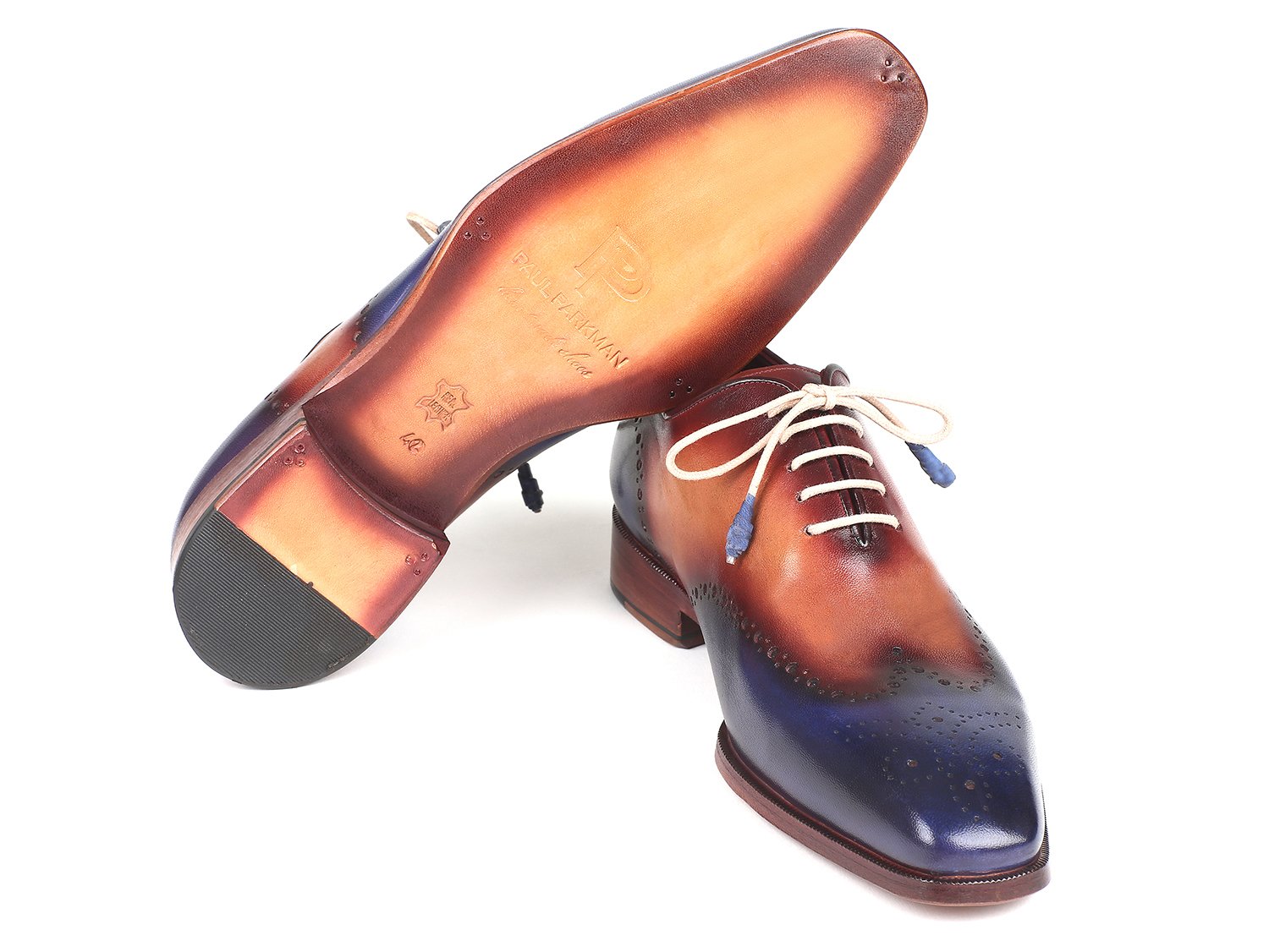 Paul Parkman Blue & Camel Wingtip Oxfords (ID