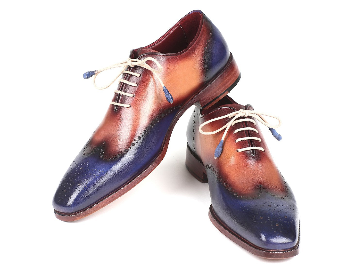 Paul Parkman Blue & Camel Wingtip Oxfords (ID