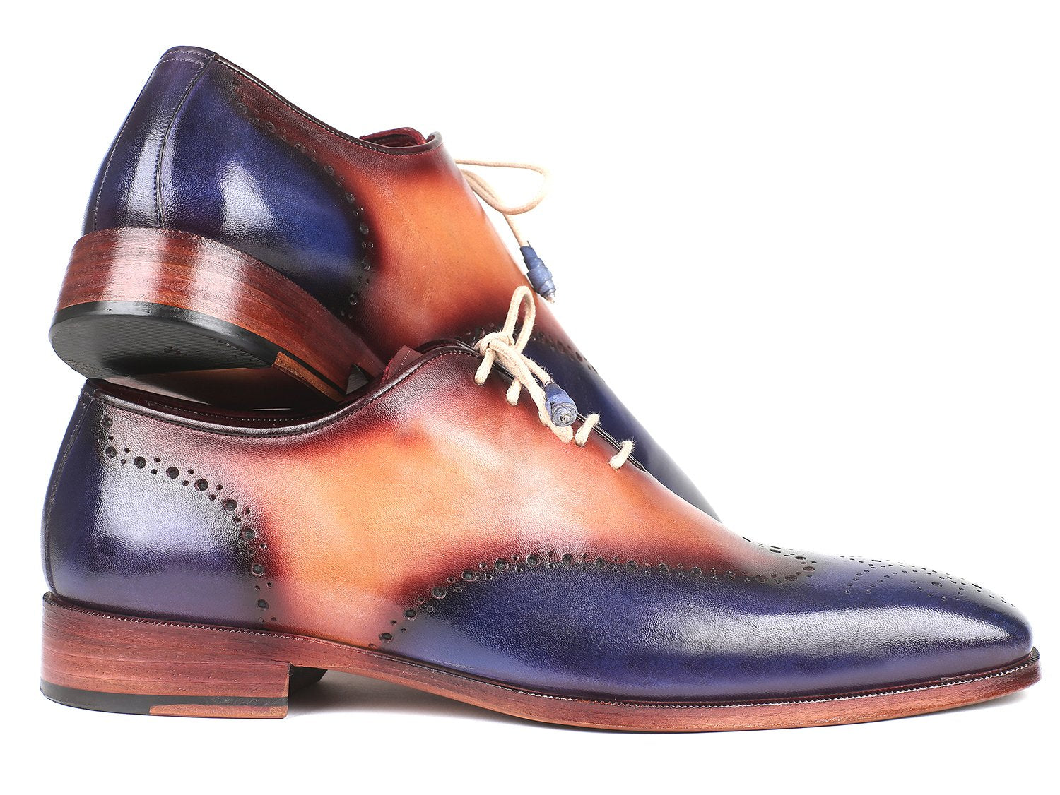 Paul Parkman Blue & Camel Wingtip Oxfords (ID