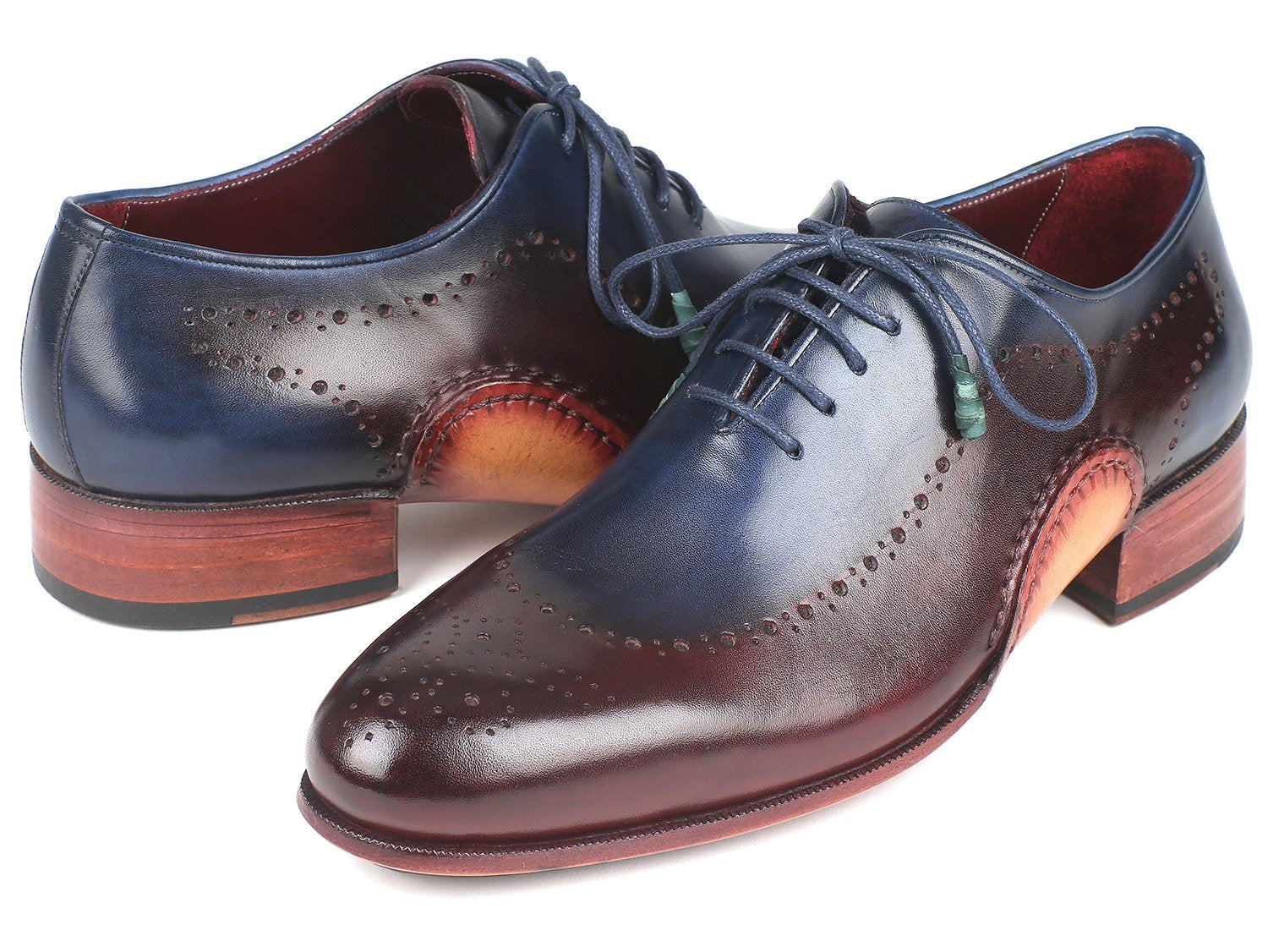 Paul Parkman Opanka Construction Blue & Bordeaux Oxfords (ID