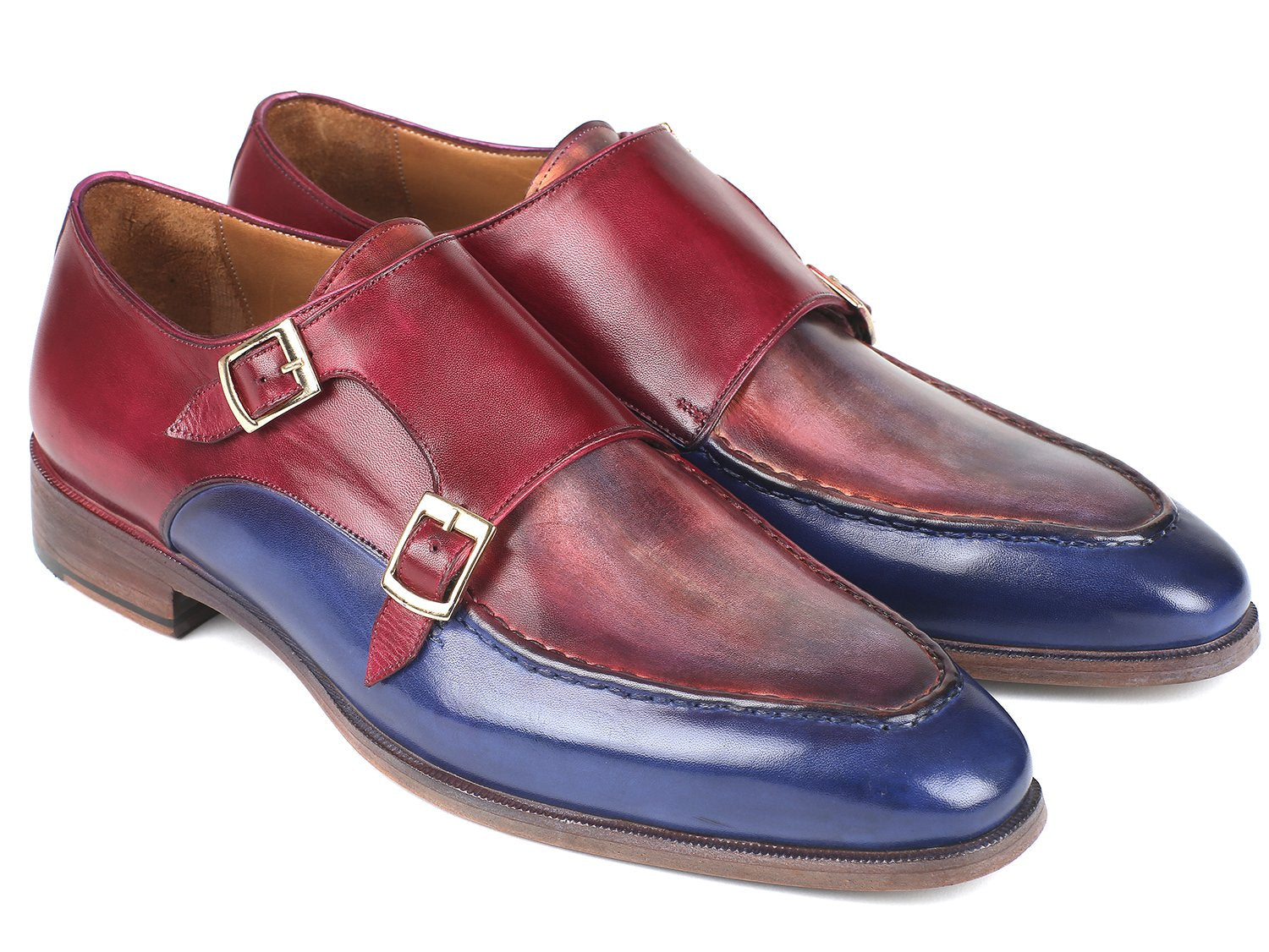 Paul Parkman Blue & Bordeaux Double Monkstraps (ID