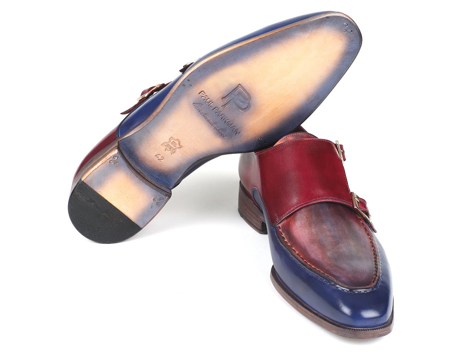 Paul Parkman Blue & Bordeaux Double Monkstraps (ID