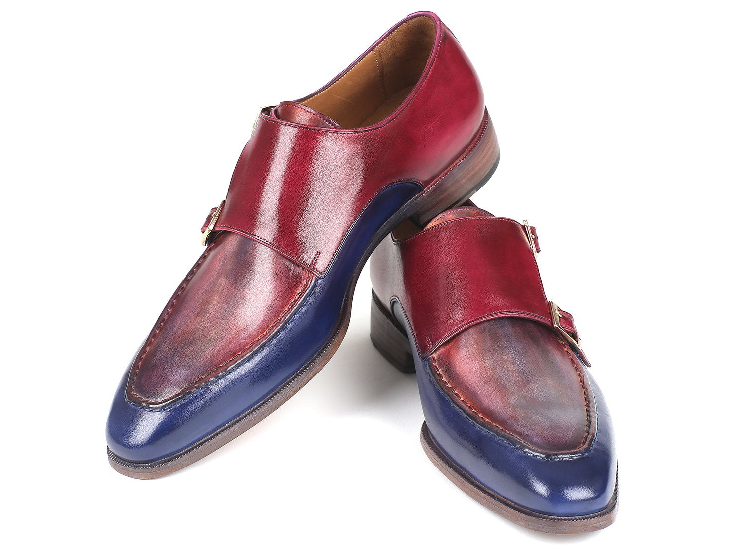 Paul Parkman Blue & Bordeaux Double Monkstraps (ID