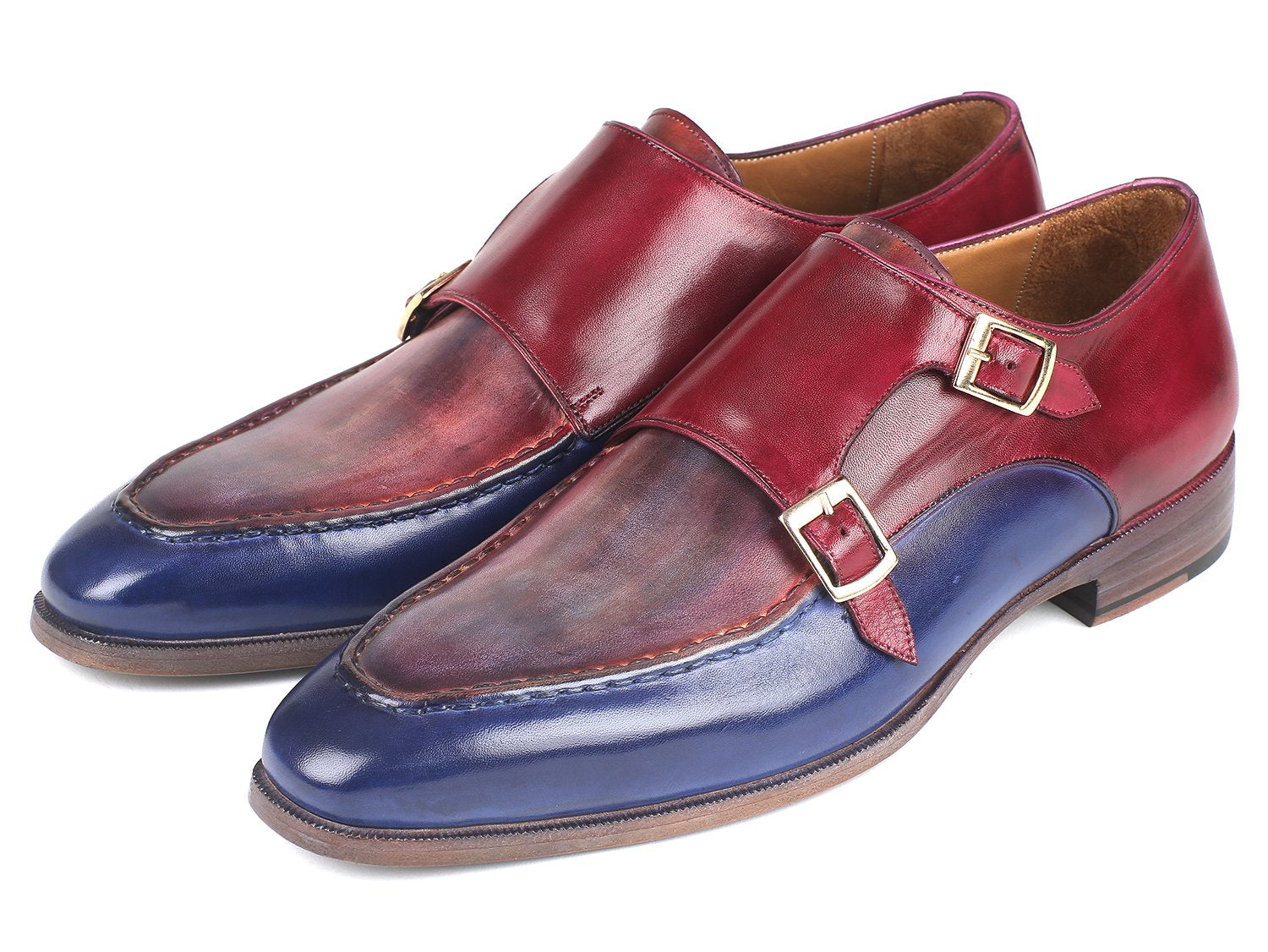 Paul Parkman Blue & Bordeaux Double Monkstraps (ID