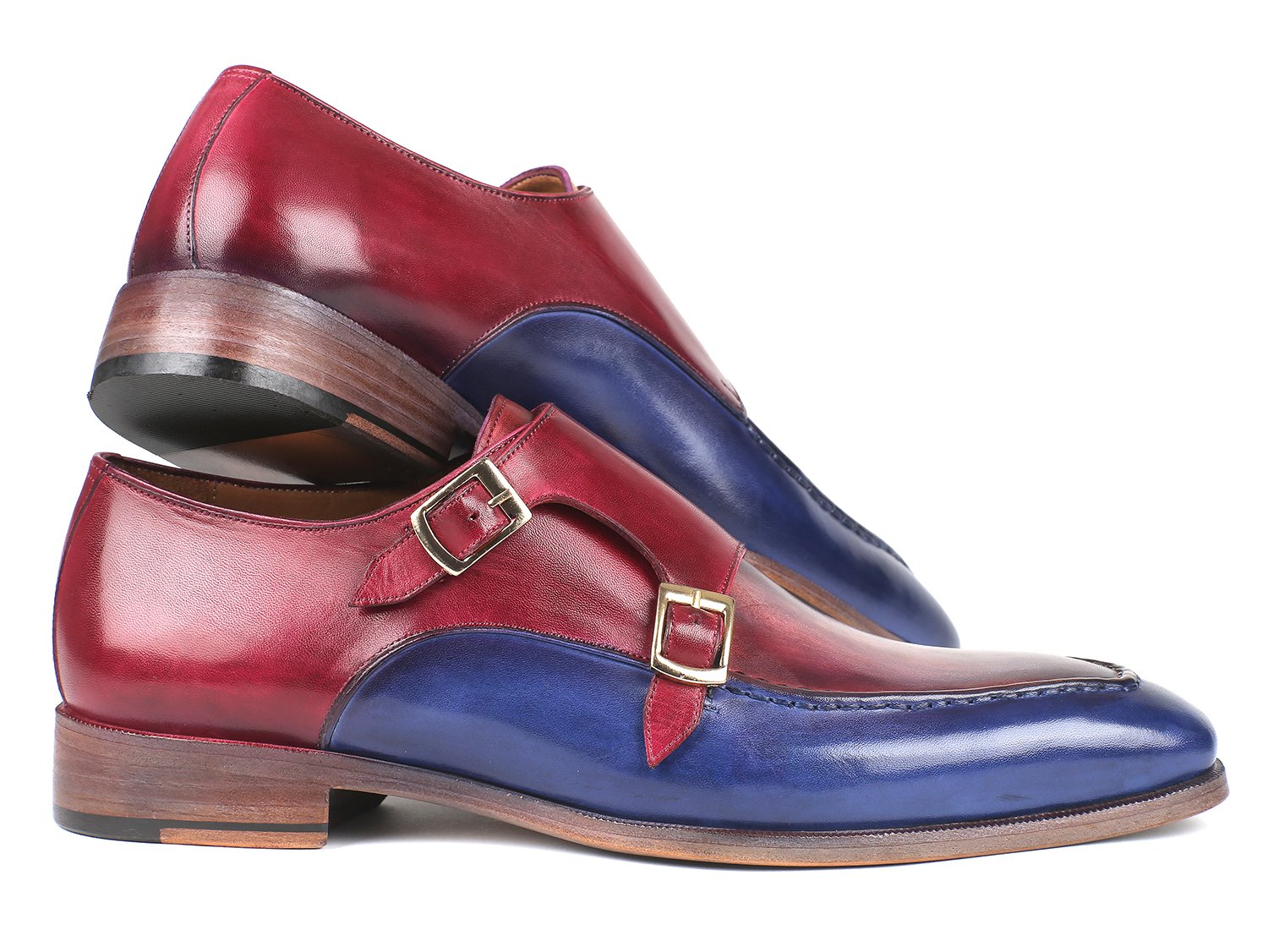 Paul Parkman Blue & Bordeaux Double Monkstraps (ID