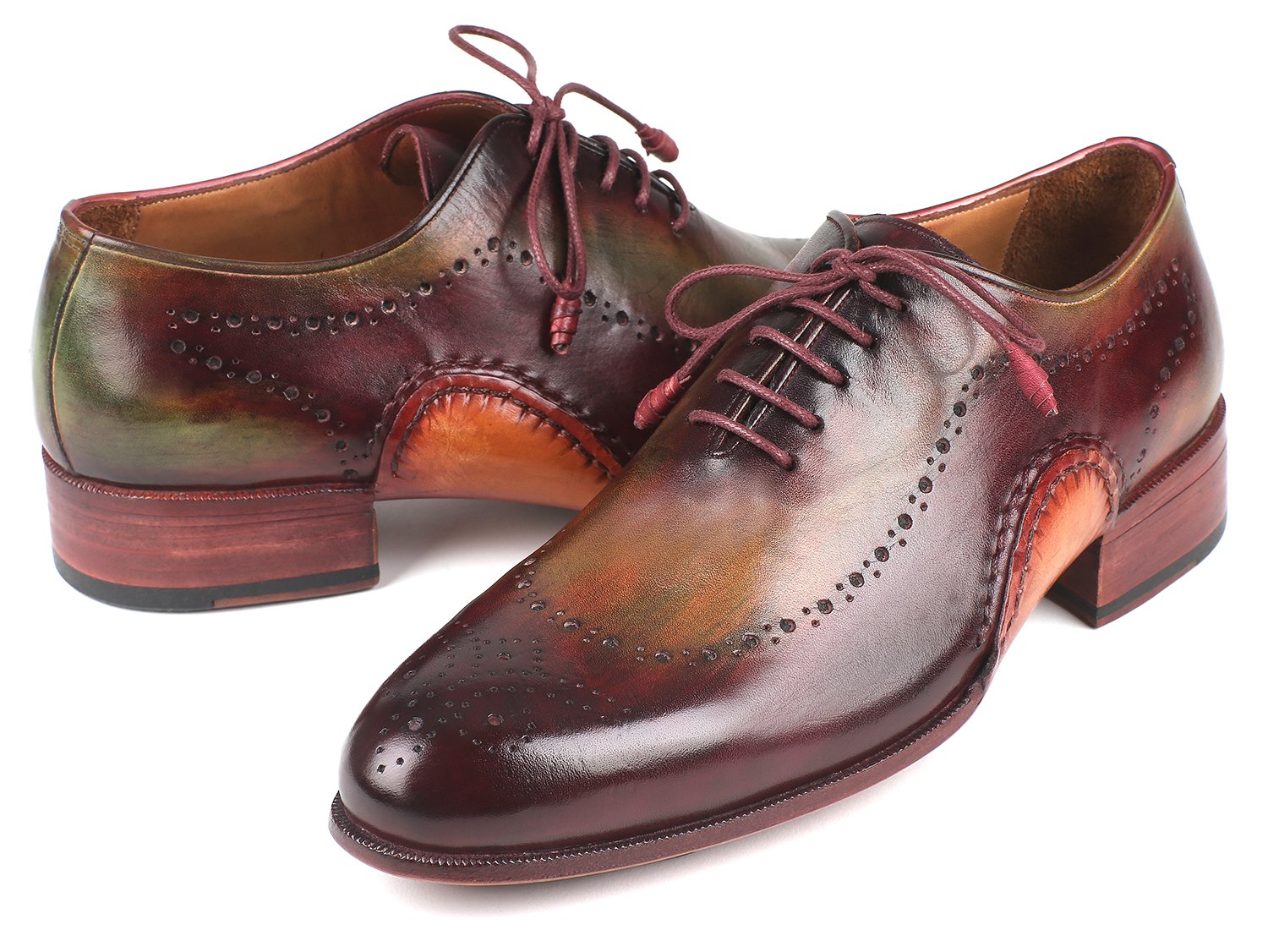 Paul Parkman Opanka Construction Green & Bordeaux Oxfords (ID