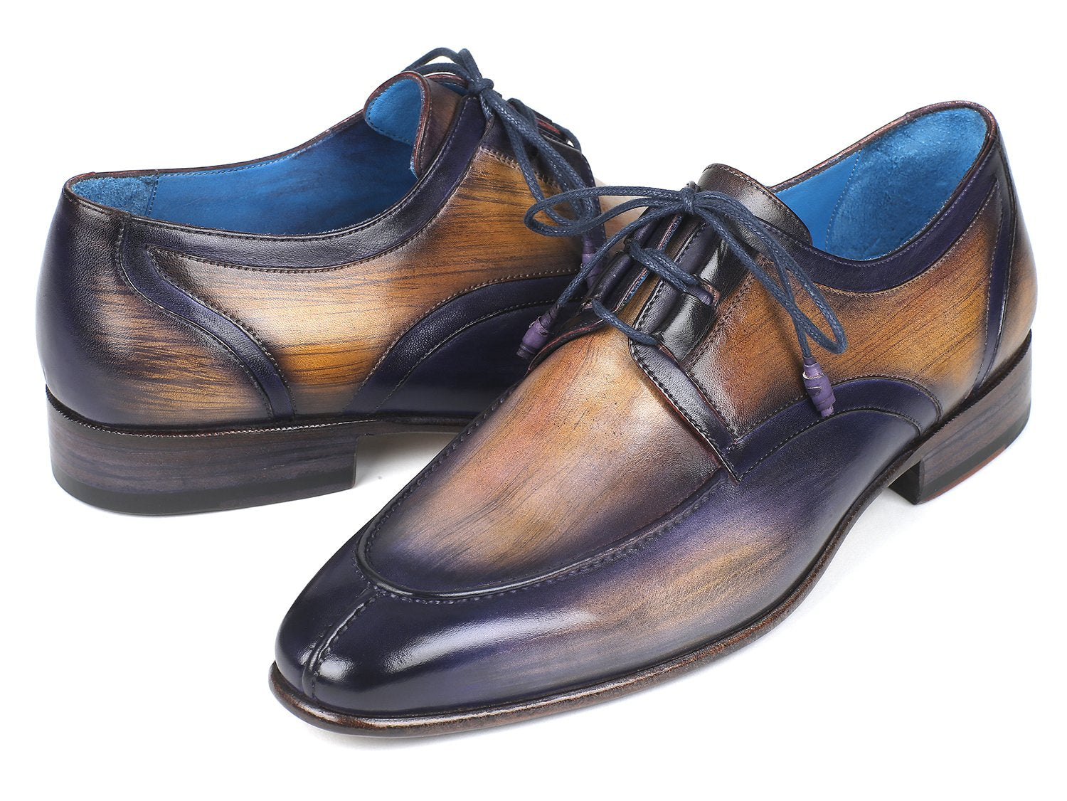 Paul Parkman Ghillie Lacing Camel & Purple Dress Shoes (ID