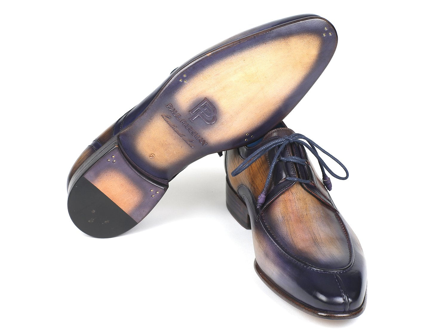 Paul Parkman Ghillie Lacing Camel & Purple Dress Shoes (ID