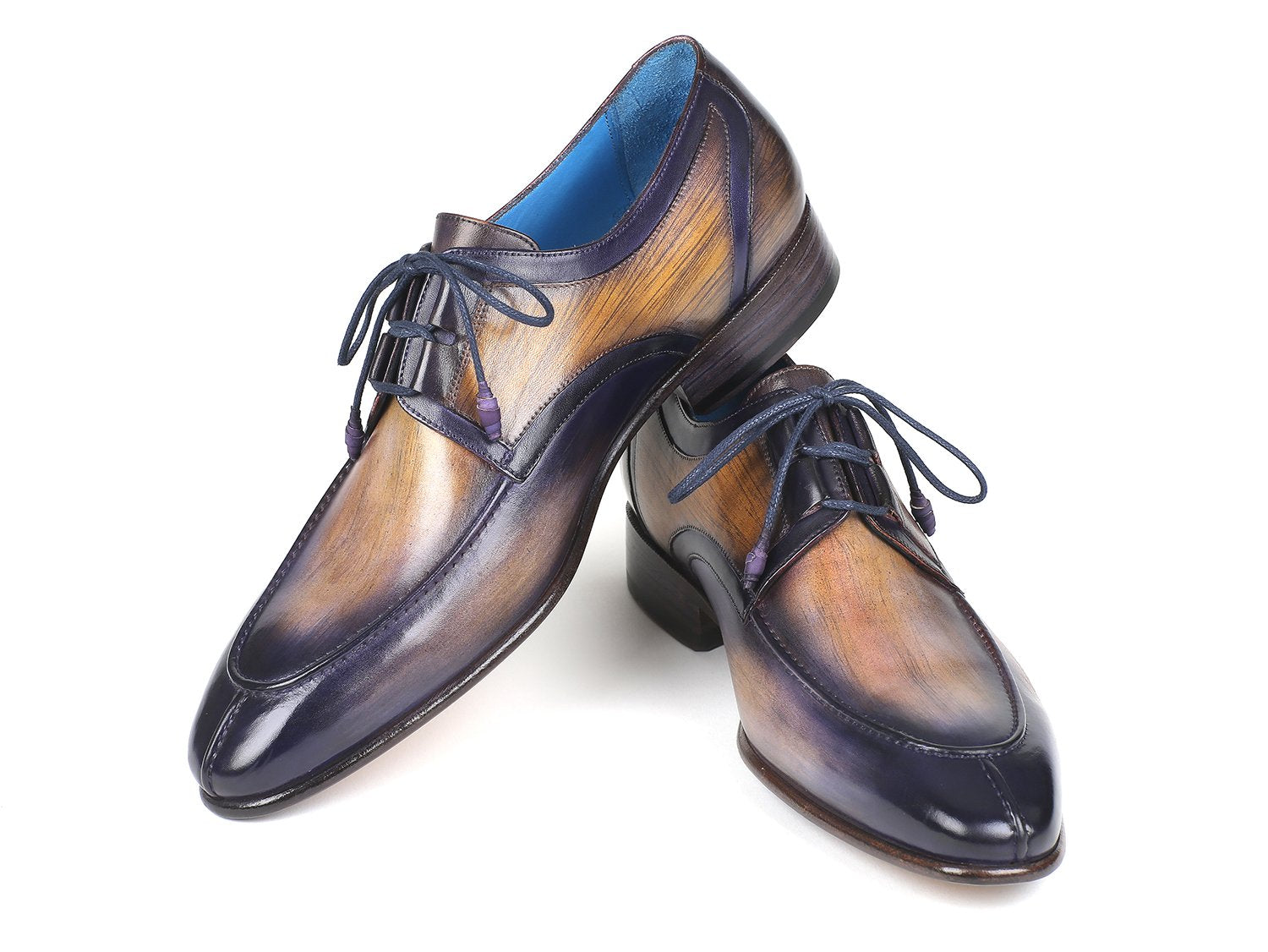 Paul Parkman Ghillie Lacing Camel & Purple Dress Shoes (ID