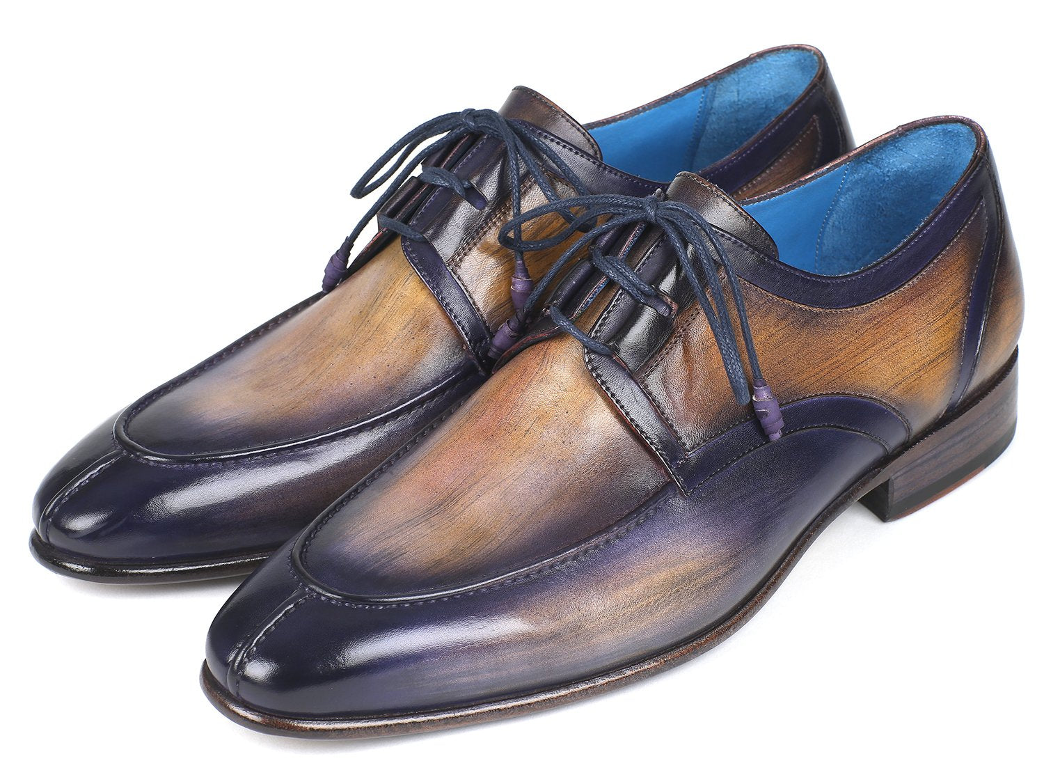 Paul Parkman Ghillie Lacing Camel & Purple Dress Shoes (ID
