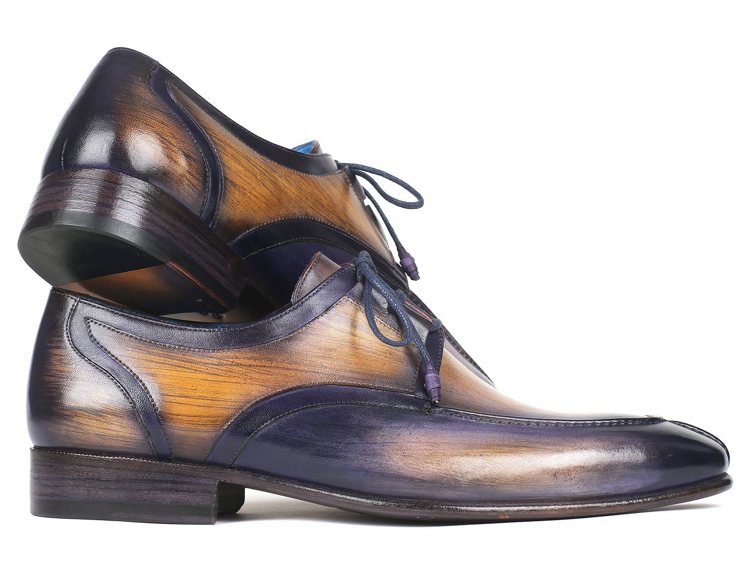 Paul Parkman Ghillie Lacing Camel & Purple Dress Shoes (ID