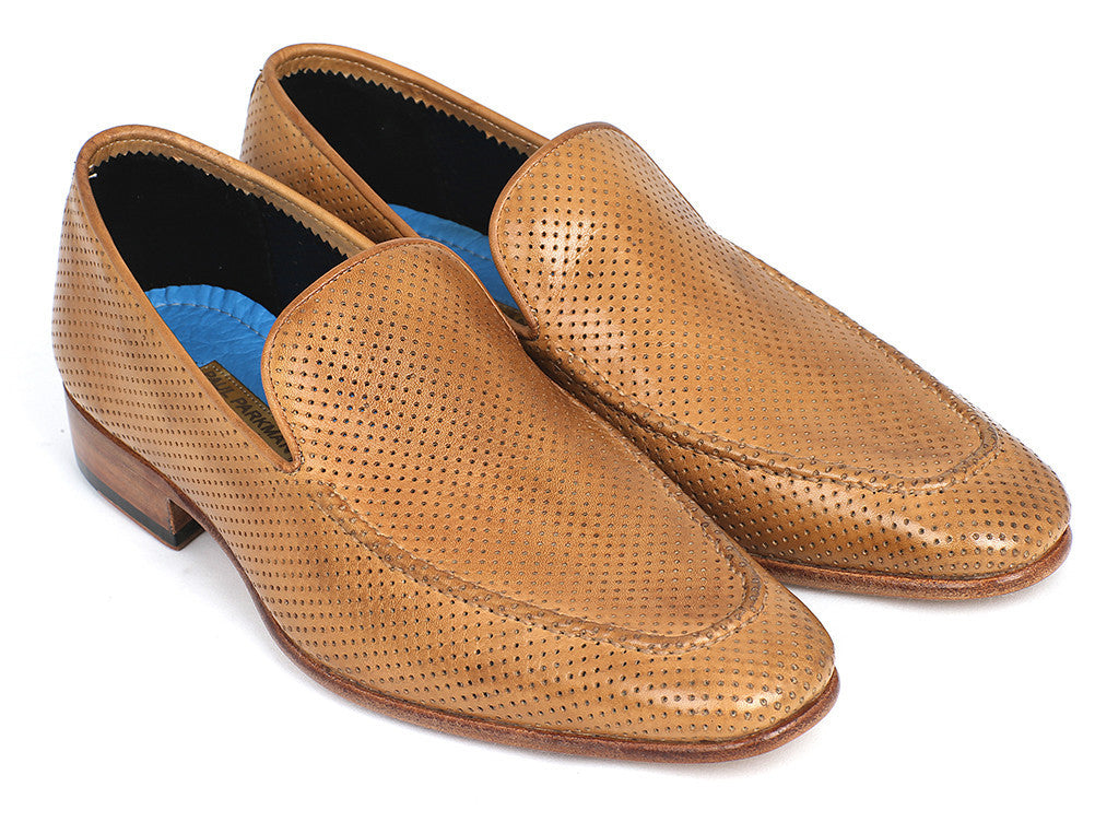 Paul Parkman Perforated Leather Loafers Beige (ID