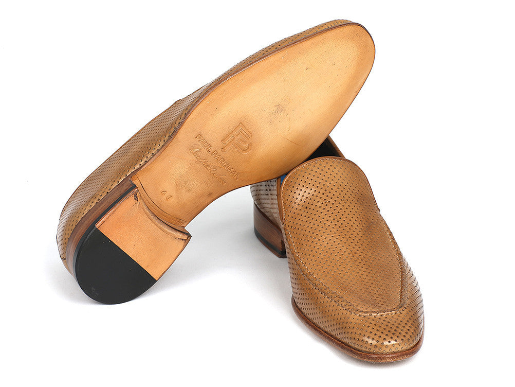 Paul Parkman Perforated Leather Loafers Beige (ID