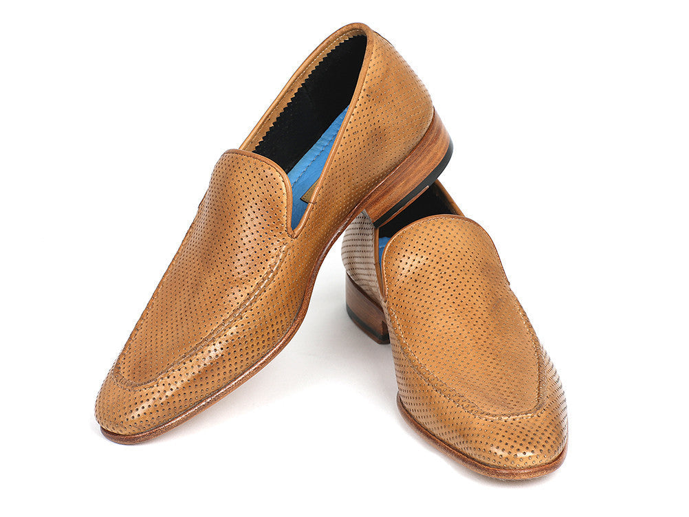 Paul Parkman Perforated Leather Loafers Beige (ID