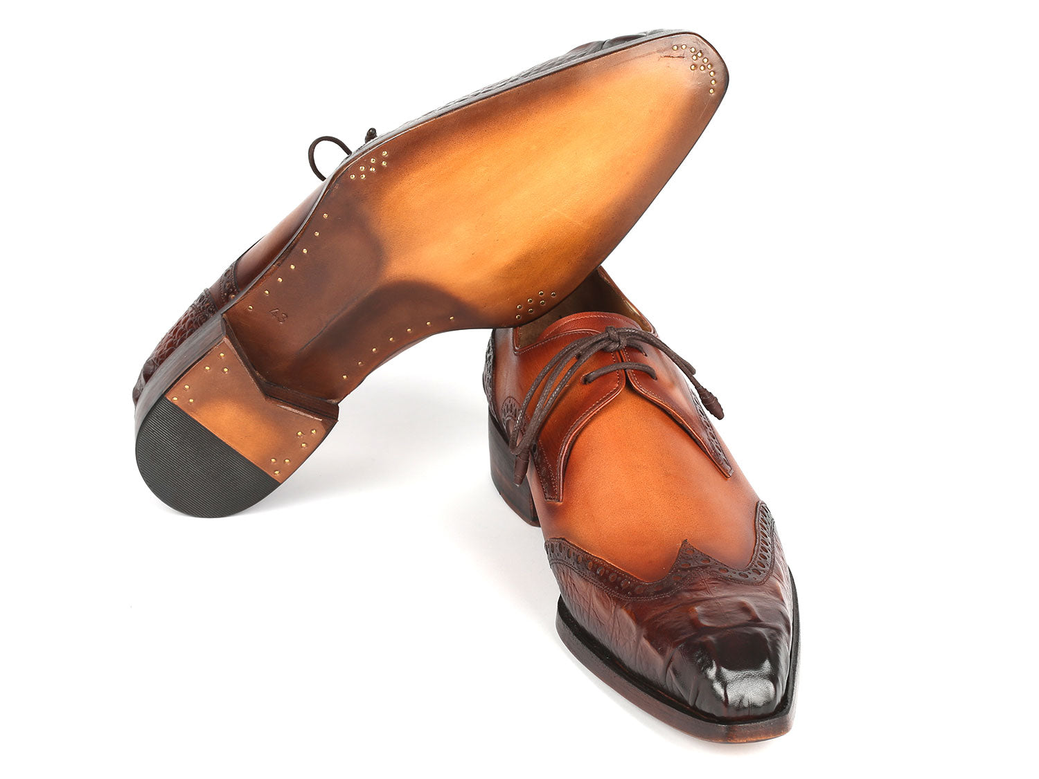 Paul Parkman Goodyear Welted Wingtip Derby Shoes Olive & Tan (ID