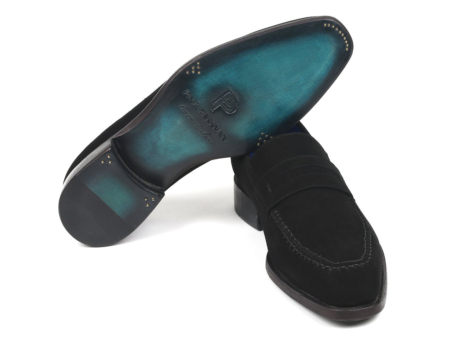 Paul Parkman Black Suede Goodyear Welted Loafers (ID