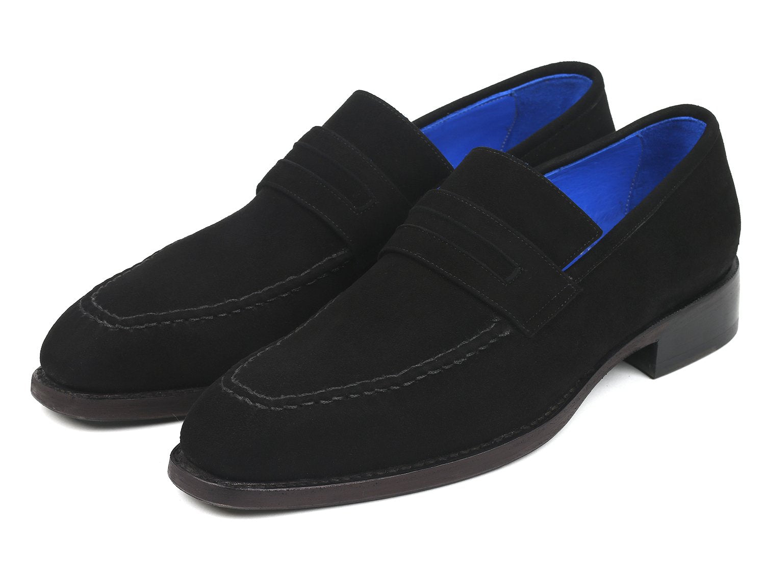 Paul Parkman Black Suede Goodyear Welted Loafers (ID