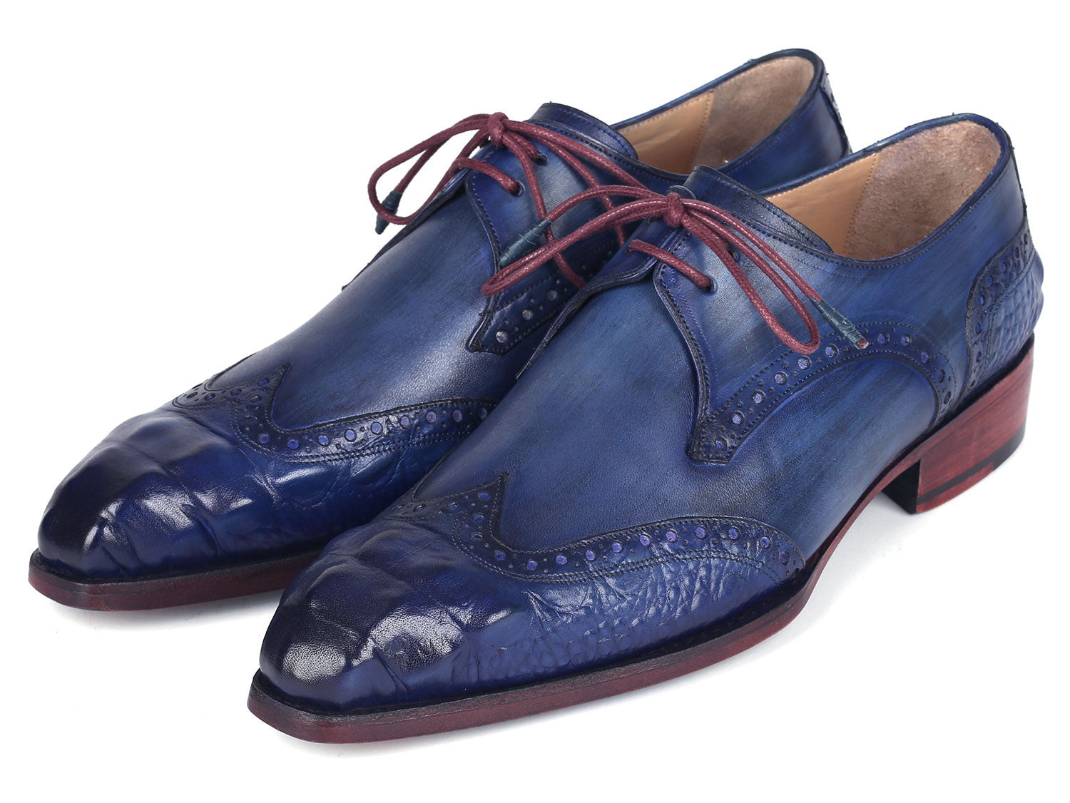 Paul Parkman Goodyear Welted Wingtip Derby Shoes Blue & Navy (ID