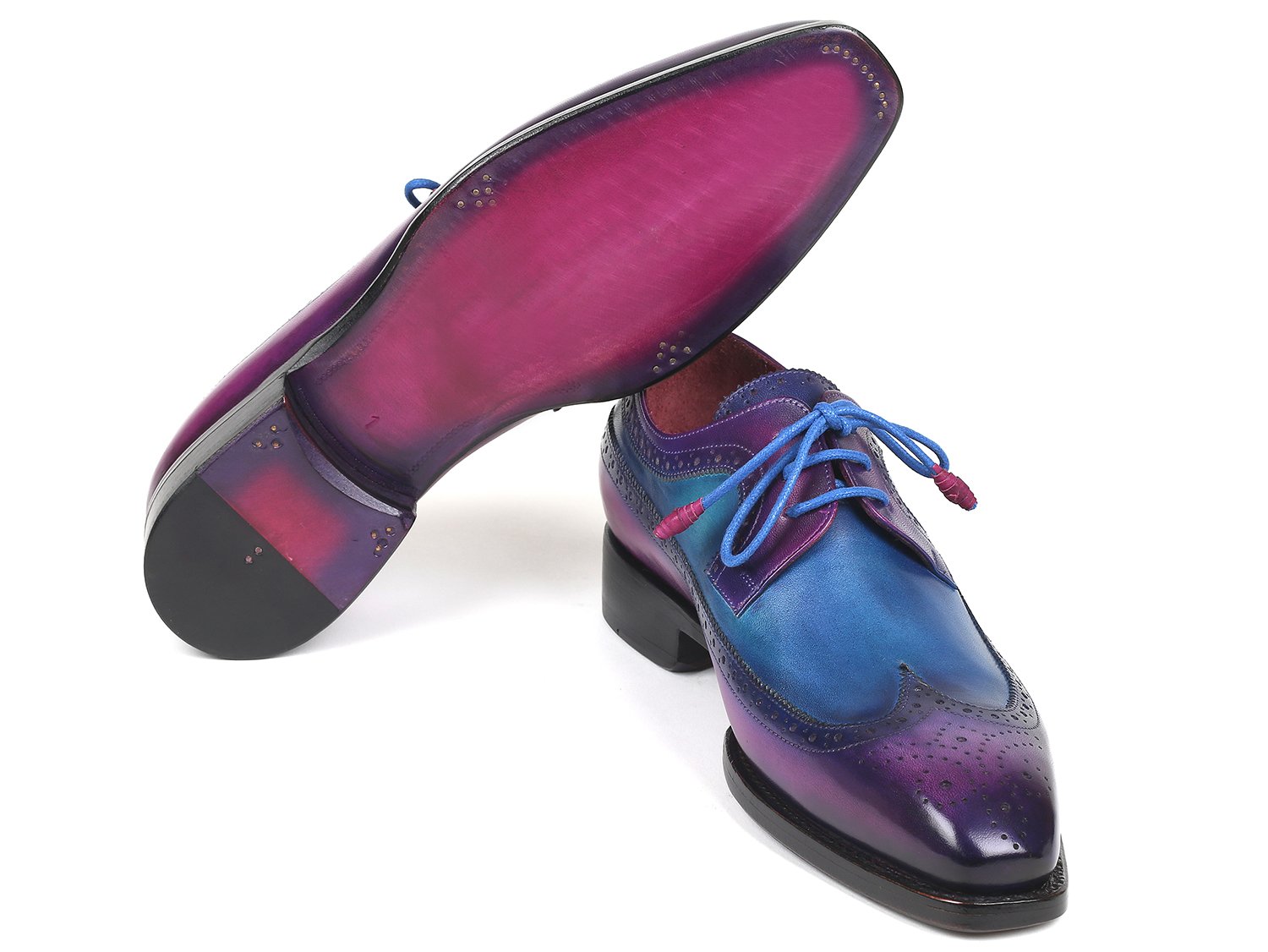 Paul Parkman Goodyear Welted Wingtip Derby Shoes Purple & Blue (ID