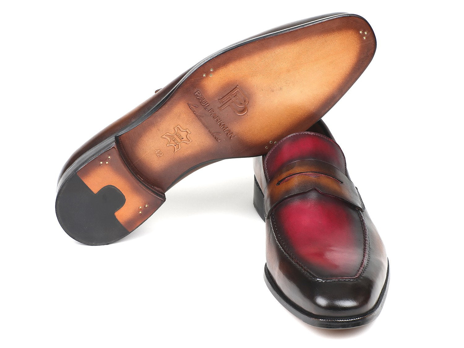 Paul Parkman Brown & Bordeaux Dual Tone Loafers for Men (ID